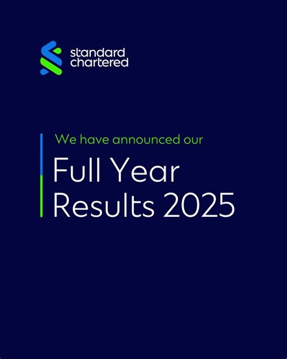We've announced our 2025 full-year results. See our performance highlights (PDF): https://www.sc.com/en/uploads/sites/66/content/docs/standard-chartered-plc-full-year-2025-press-release.pdf Note: Numbers are presented on an underlying basis. #StanChartResults #HereForGood | Standard Chartered