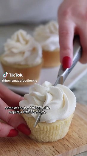 These cupcakes are so good! One of the best vanilla cupcake recipes I’ve ever tried. ✨INGREDIENTS ✨ Cupcakes: * 1-1/3 cup all-purpose flour * 1-1/4 teaspoon baking powder * 1/2 tsp. salt * 1/2 Cup unsalted butter,-softened * 1 Cup granulated sugar * 2 large eggs * 2 tsp. vanilla extract * 1/2 Cup full fat sour cream Buttercream Frosting: * 1 Cup unsalted butter- softened * 4 Cups confectioners sugar * 1 Tablespoon vanilla extract * 4-5 tbsp milk ✨INSTRUCTIONS✨ To make the vanilla cupcakes: 1. Pr