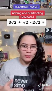 #QuickQuiz: 3√2 √2 - 2√2 = Paano ang mag-add at magsubtract ng RADICALS? Let's #LearnWithLyqa! :) -- Free lessons on Radicals: bit.ly/radicalsbyteamlyqa -- SUBSCRIBE Team Lyqa: https://youtube.com/teamlyqa Lyqa Maravilla: https://youtube.com/christiandrummergirl FOLLOW Tiktok: https://tiktok.com/@teamlyqa Instagram: https://instagram.com/teamlyqa Twitter: https://twitter.com/teamlyqa Learn with the #TeamLyqa community here, Team Lyqa Review Group -- For MOTIVATIONAL CONTENT, follow Lyqa Maravill