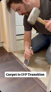 Here’s how to properly transition an LVP floor to carpet. End caps are preferable. Always seal the carpet edge before tucking. In this case I didn’t have my seam sealer on me, so spray adhesive to the rescue. I will be back to replace the hallway carpet, so this was only a temporary fix. #flooring #carpet #lvp #homeimprovement #carpetinstallation | Foothills Flooring