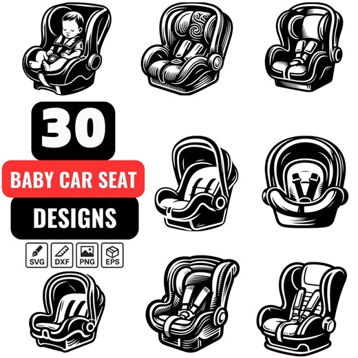 Baby Car Seat SVG Bundle, Infant Car Seat PNG, Child Safety Seat DXF, Booster Seat Clipart, Baby Carrier Vector - Etsy