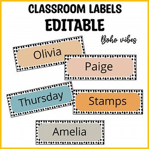 Student Nametags, Editable Classroom Labels, Classroom Supplies Labels
