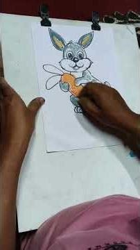 step by step draw and paint a cartoon rabbit with colour 🎨🎨