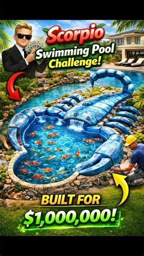 Rich Man Builds $1,000,000 Scorpio Swimming Pool in His Garden! 🦂 Luxury Pool Challenge #Shorts