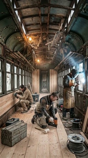 $3,000 Rusted Train Car → $185,000 Luxury Travel Suite 😳 #Shorts