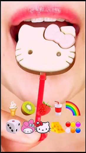 ASMR satisfying eating emoji food challenge. Mukbang eating many different tasty snacks, Jelly,