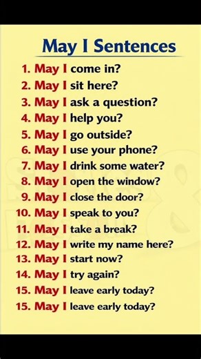 May I Sentences in English | Easy English Speaking for Beginners
