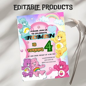 Care Bears Birthday Invitation, Printable Editable Birthday Party Invite, Digital Party Invitation Template, Care Bears Invitation Card - Etsy Canada