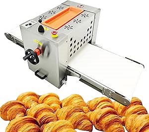 Mini Dough Sheeter Machine 49''x14'' Stainless Steel Reversible Pastry Laminator for Croissants Puff Pastry Commercial Bakery Equipment 110V