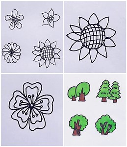 Learn to Draw Flowers and Tree in Easy Steps | Simple Drawings