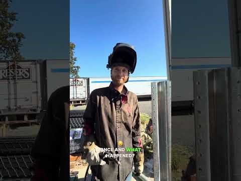 Welding a steel fence post to a plate for install on concrete.