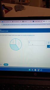 What fractional part of the circle is shaded? Write your answer... | Filo