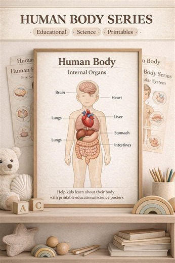 Kids Anatomy Poster | Human Body Internal Organs, Science Classroom (PDF A4/A3) - Etsy
