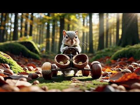 Squirrel in Vest Drives Hazelnut Car! 🐿️🍂 Epic Forest Chase (Animation)