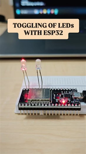 TOGGLING OF LEDs WITH ESP32 USING ARDUINO IDE Check the link in bio to know more 👉👉 @elecsynergy #fading #red #led #esp32 #arduino #ide #platform #elecsynergy #electronics #like #follow #share #comment #trending