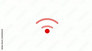 Red color wireless wifi signal animated on white background