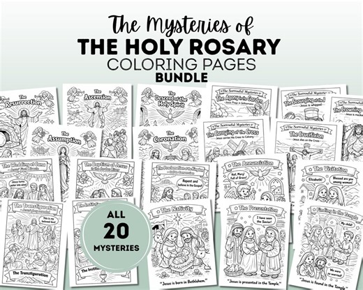 Catholic Rosary Coloring Pages for Kids | All 20 Mysteries Bundle | Joyful Sorrowful Glorious Luminous - Etsy Canada