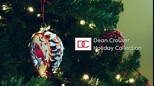 DEMDACO Dean Crouser Cardinal Branch Pinecone Winter White 4.5 x 3 Blown Glass Holiday Ornament