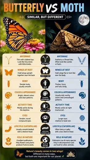 🦋 Butterfly vs Moth — Similar, But VERY Different! 🌙
