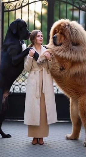 ​: A Woman Shares a Heartwarming Moment with Her Two Massive, Adoring Dogs #cat #dog