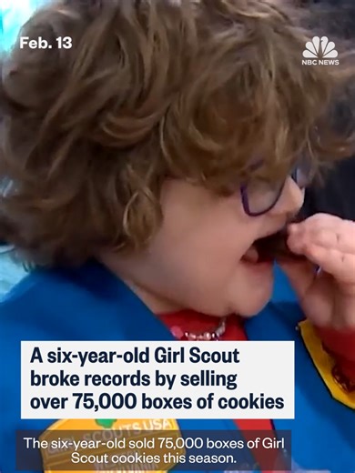 A 6-year-old in Pittsburgh set a new a national record by selling over 75,000 boxes of Girl Scout cookies.