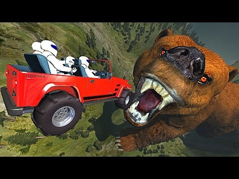 BeamNG.drive - Cars Jumping into Grizzly Bear Mouth