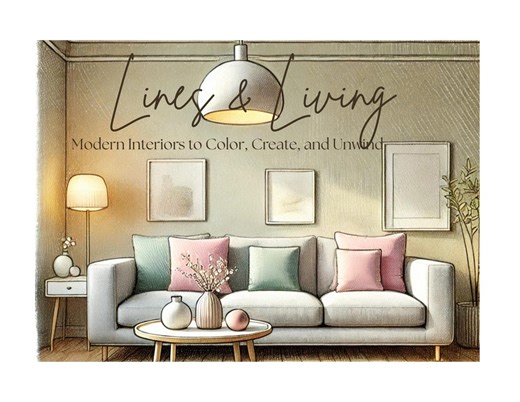 Lines & Living Coloring Book | Modern Interiors, Relaxation (digital Download) - Etsy