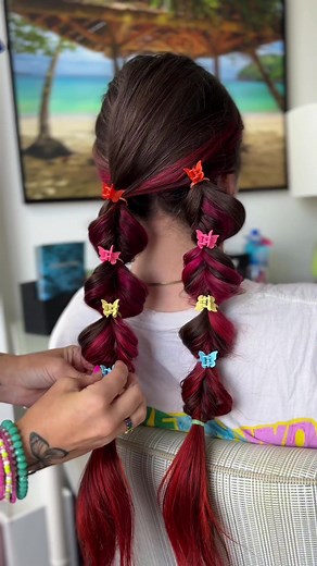 Rainbow Bubble Braids Tutorial with Extensions