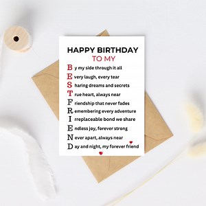 Best Friend Birthday Card Instant Download | Printable | Happy Birthday to My Bestie | Birthday Card | Amazing | Loving | Devoted Bestie - Etsy Australia