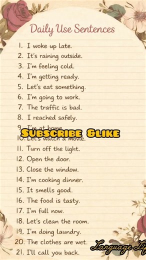 Daily speaking sentences @Language Lift #languagelearning # #englishlearner #motivation