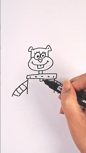 How To Draw Sandy Cheeks from SpongeBob SquarePants | Easy For Kids And Toddlers Step By Step