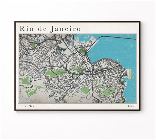 Rio De Janeiro Map Print | Rio De Janeiro Wall Art | City Map Poster | Street Plan Print | Brazil Wall Decor | Travel Gift - Etsy