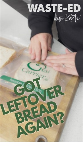 Got leftover bread again? 🍞♻️ If your freezer is too full to fit another loaf of bread in it, consider sorting it into smaller portions to save space, and avoid food waste! #foodwastetips #sustainability #lifehack #lovefoodhatewaste | Waste-Ed With Kate