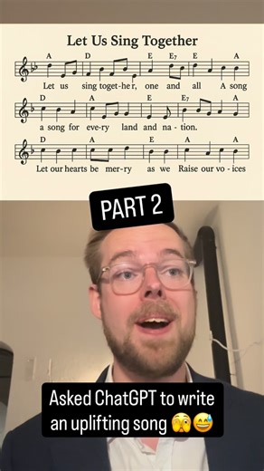 Another ChatGPT abomination 😅 Some notes and accidentals were ambiguous in this one, so I had to make a few “artistic choices”. I really enjoy the ear training/sight reading challenge though. Should I do a 4-part song next? 👀 | Jonas Rasmussen