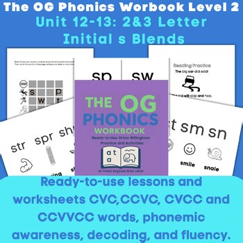 Orton Gillingham Phonics Level 2: Units 12-13, Initial S blends