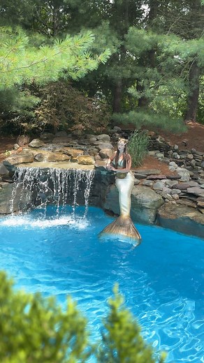 This pool took a carpenter over 40 years to create! I got to chat with our Swimply host in New Jersey about how he brought this mountain oasis to life 🌳 #fantastycreature #swimply #professionalmermaid #mermaidtail #CPO #Folklore #mermaidcore tail by Merbella Studios Inc. | Mermaid Sirenity