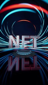 NFT concept with spin lines effect background, 3d rendering.