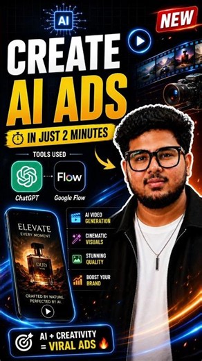 Create Cinematic AI Ads with ChatGPT + Google Flow | AI Video Generator Tutorial (2026). ‪@Shorts‬