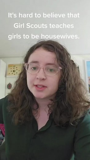 Girl Scouts has a varied history with homemaker training but the current program is certainly scrubbed of any home economics. The Brownies named the robot: Elsgriffleworth Pricklesparklebeam Statenelepanto. #girlscouts #gsusa