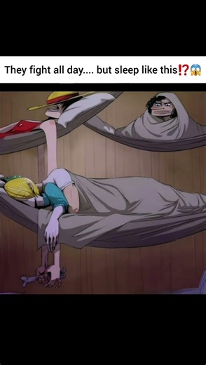 They fight all day.... but sleep like this⁉️😱 #anime #onepiece #memes