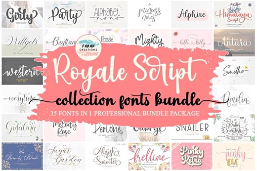 Royale Script Font Bundle – 35 Modern Calligraphy Fonts for Design - Etsy