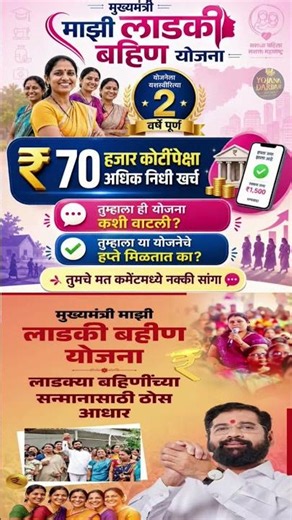 💯 mukhyamantri Mazi Ladki Bahin Yojana Maharashtra |लाडक्या बहिणींना दोन वर्षात ₹70,000 कोटी रु वाटप