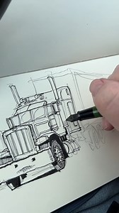 Sketching a Big Rig From the Car | Paul Heaston Art