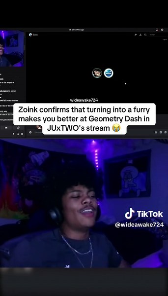 Zoink confirms that turning into a furry makes you better at Geometry Dash in JUxTWO's stream 😭 #fyp #viral #geometrydash #gd #wideawake724 #geometrydashclips #gdclips #streamerclip #streamer #twitch #twitchstreamer #zoink #zoinkgd #juxtwo @JUXTWO