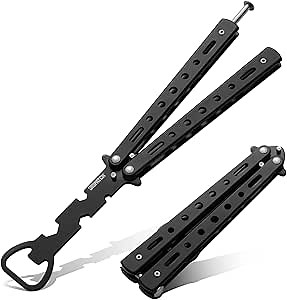 Dispatch Practice Training Knife Trainer Knives, Stainless Steel Blackened Dull Blade with Notch, Practice Training Tool for Men Women