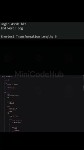 C++ Word Ladder | BFS Algorithm #CPP #Algorithms #BFS #Coding #MiniCodeHub
