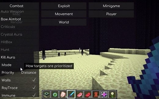 [Minecraft]Impact自动杀怪演示