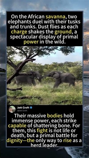 wo Bull Elephants Brutal Clash For Dominance#ElephantFight #AfricanWildlife #BullElephantClash