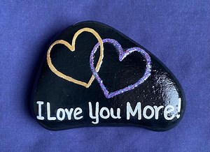 I Love You More Painted Rock: Glitter Hearts Decor - Etsy