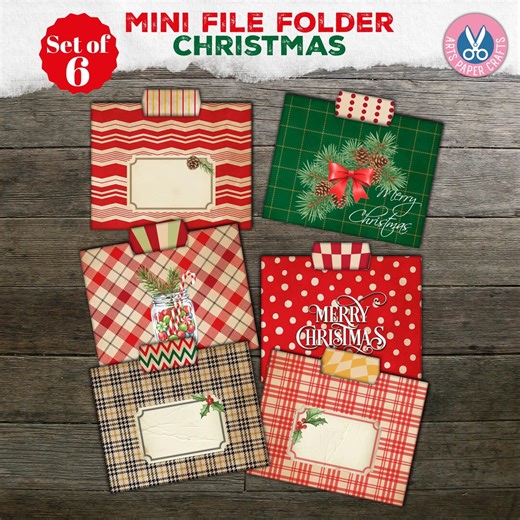 Christmas Mini File Folder, Junk Journal, Notebook Cards, File Pocket Tags Ephemera, Printable, Gift, Insert, Paper, Digital Download, Folio - Etsy